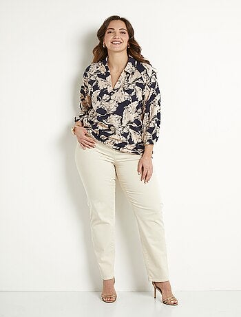Tunique longue col chemise motif graphique