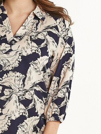 Tunique longue col chemise motif graphique