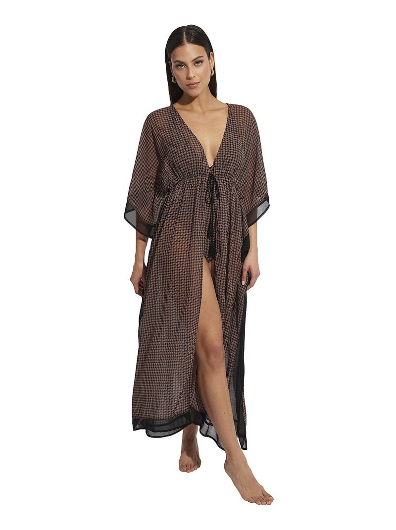 Tunique longue de plage Corfu Noir - Kiabi