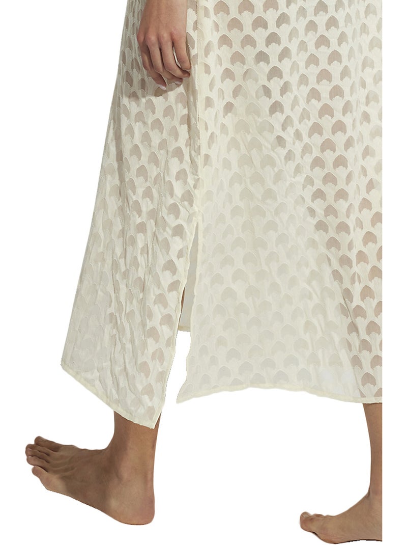 Tunique longue de plage manches courtes Sicilia Ecru - Kiabi