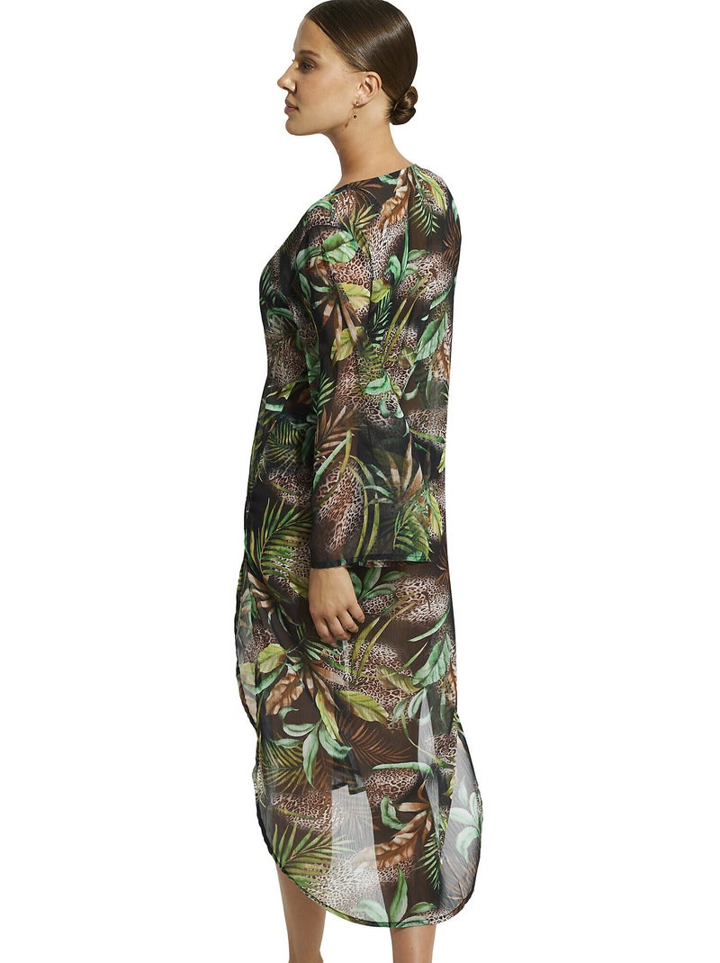 Tunique longue de plage Paradise Noir - Kiabi