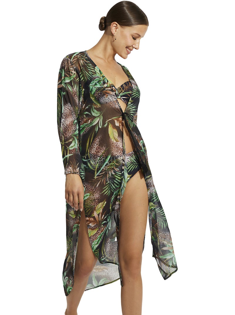 Tunique longue de plage Paradise Noir - Kiabi