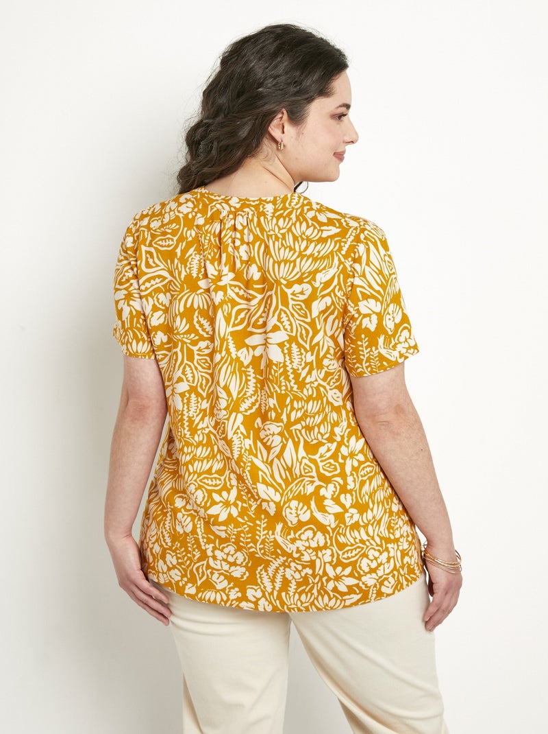 Tunique longue évasée fleurie ou unie - Afibel Jaune - Kiabi