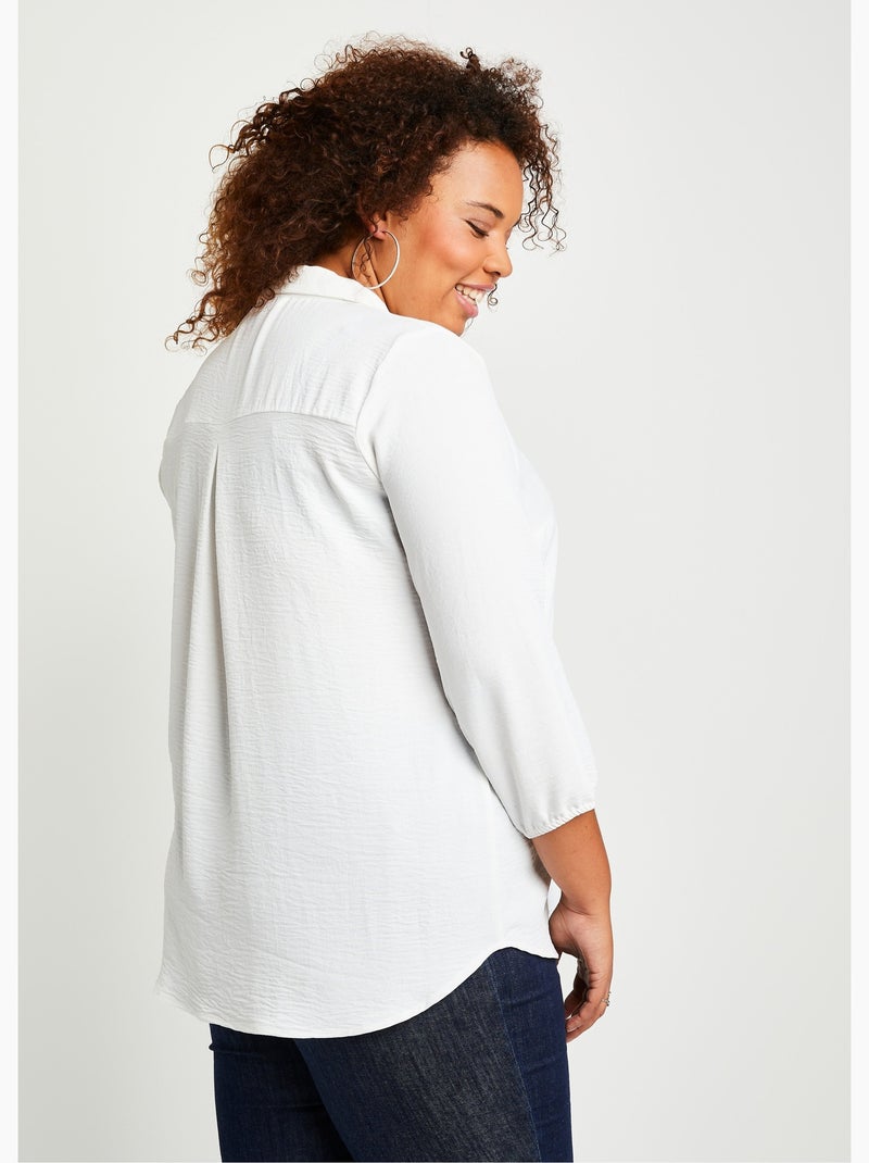 Tunique longue évasée unie Ecru - Kiabi