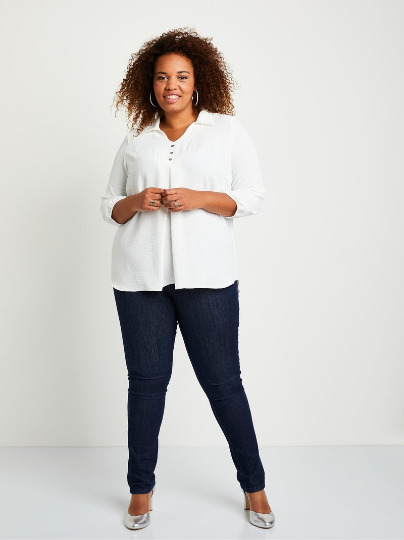 Tunique longue évasée unie Ecru - Kiabi