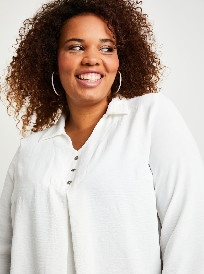 Tunique longue évasée unie Ecru - Kiabi