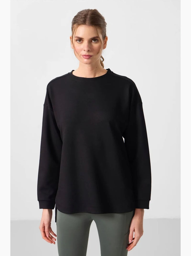 Tunique longue femme en maille côtelée tommy Noir - Kiabi