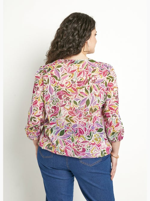 Tunique longue fleurie col V en voile - Afibel - Kiabi