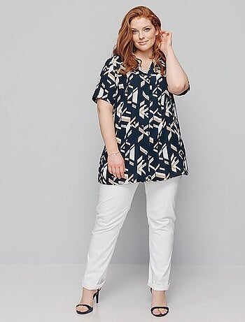 Tunique longue imprimée boutonnée