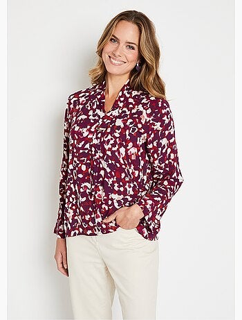 Tunique longue imprimée col V cravate - Afibel