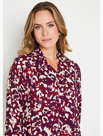 Tunique longue imprimée col V cravate - Afibel