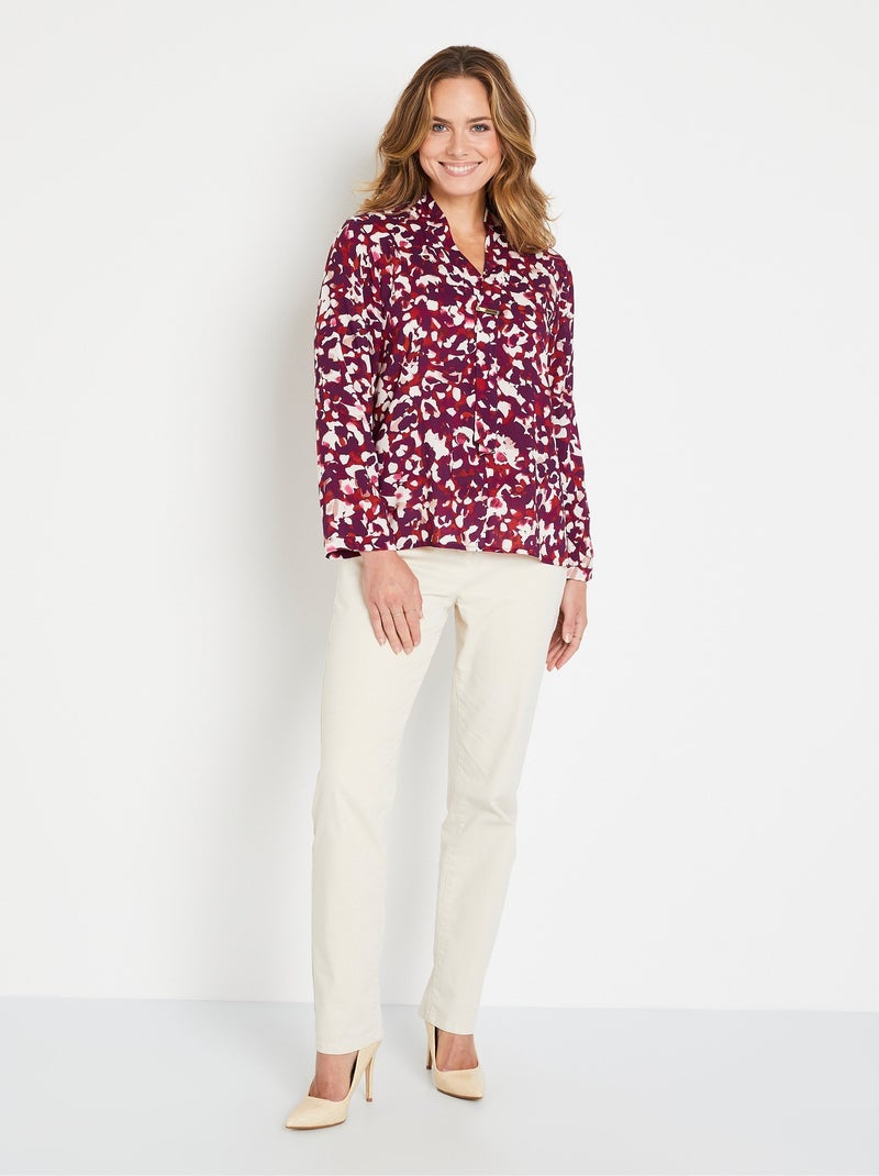 Tunique longue imprimée col V cravate Rose fushia - Kiabi