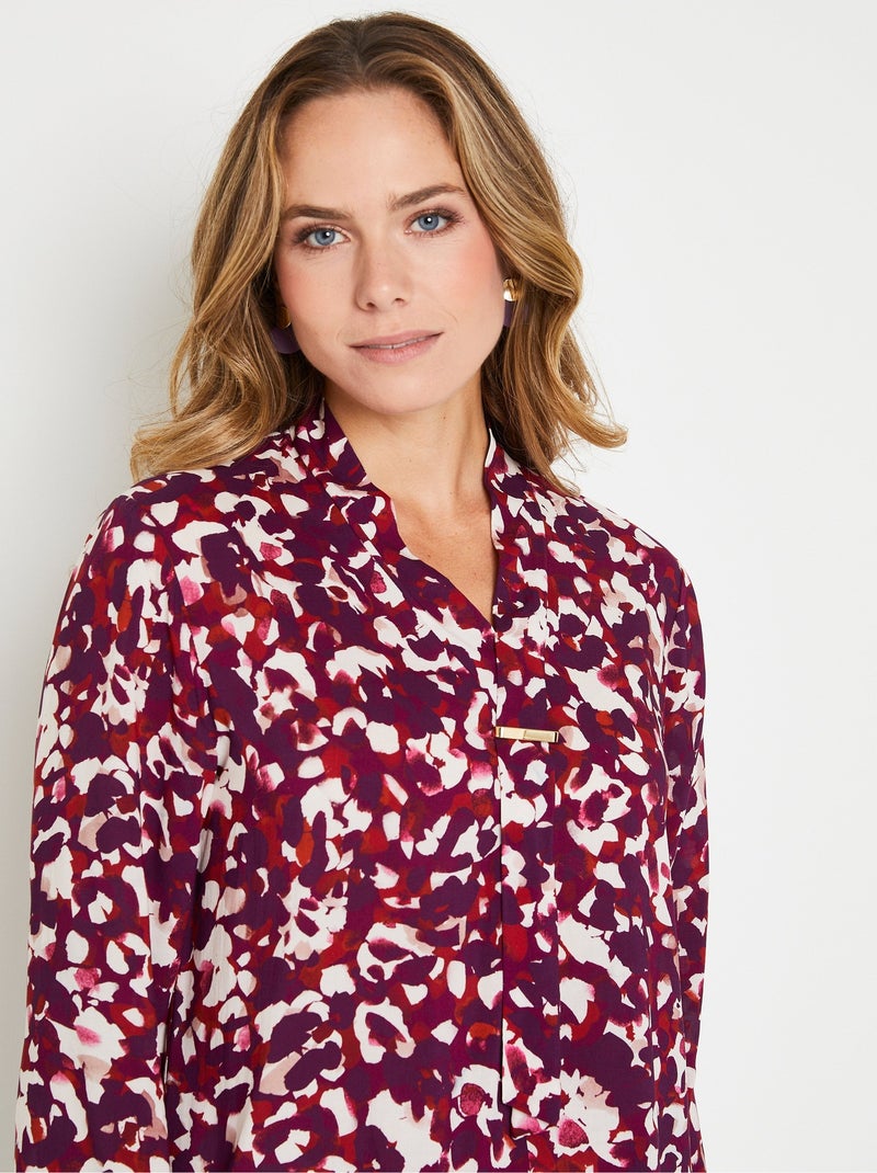 Tunique longue imprimée col V cravate Rose fushia - Kiabi