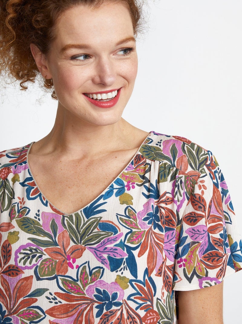 Tunique longue imprimée galon fantaisie Rose - Kiabi