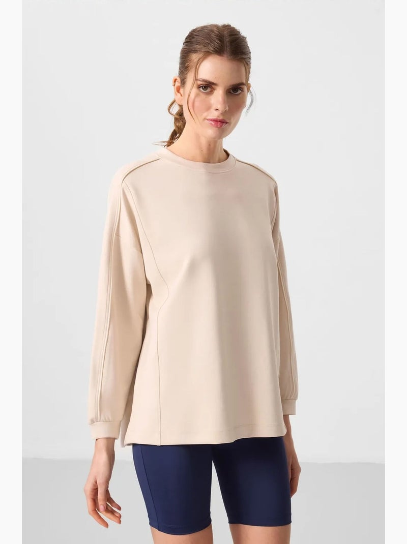 Tunique longue oversize à rayures tommy Beige argile - Kiabi