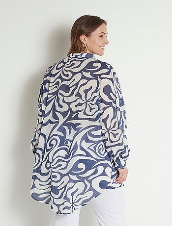 Tunique longue voile de coton col V