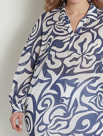 Tunique longue voile de coton col V