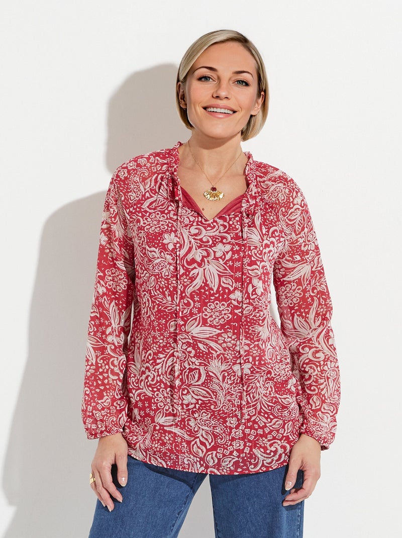 Tunique Kurta En Voile Transparent Jaune Fleuri - Taille 38 - Polyester - Neuf Sans étiquettes - Style Bohème