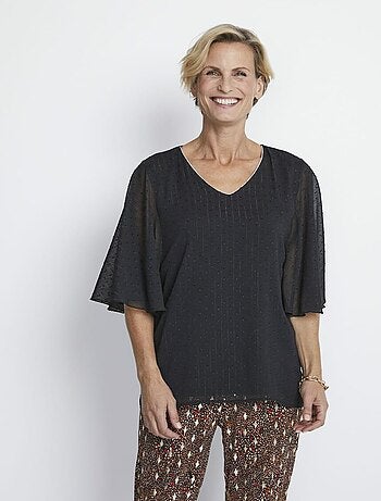 Tunique longue voile plumetis manches papillon - AFIBEL