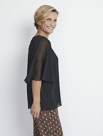 Tunique longue voile plumetis manches papillon - AFIBEL
