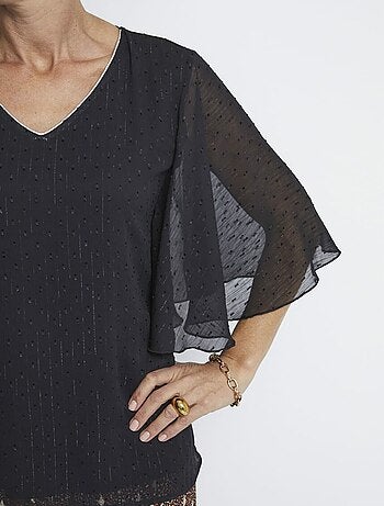 Tunique longue voile plumetis manches papillon