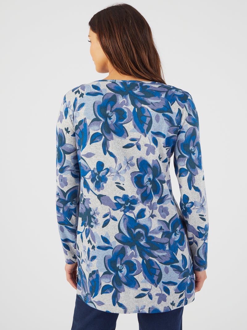 Tunique maille chaude imprimé fleuri - Damart Bleu - Kiabi