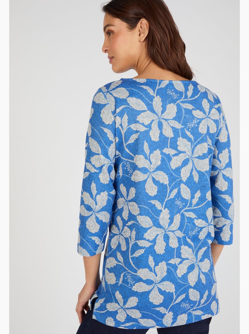 Tunique maille chaude imprimée - Damart Bleu - Kiabi