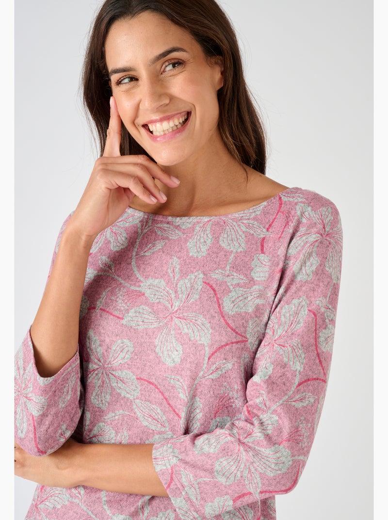 Tunique maille chaude imprimée - Damart Rose - Kiabi