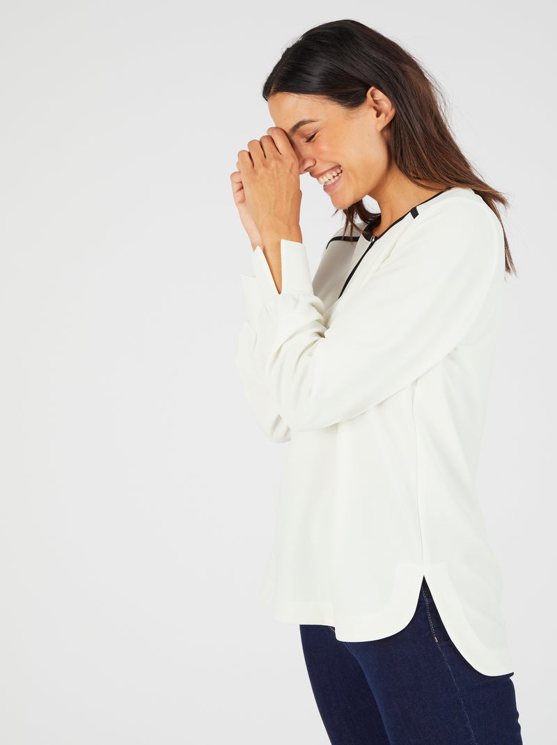 Tunique maille crêpe stretch - Damart Blanc cassé - Kiabi