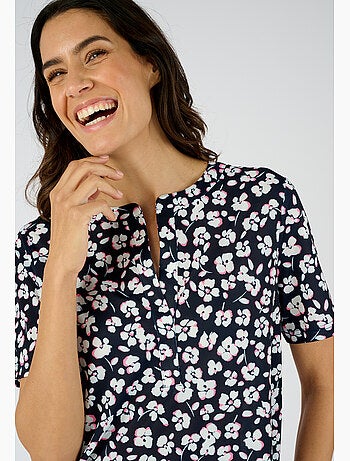 Tunique maille crêpe stretch fleurie - Damart