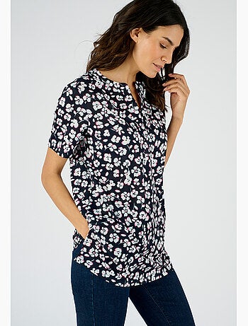 Tunique maille crêpe stretch fleurie - Damart
