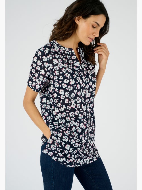 Tunique maille crêpe stretch fleurie - Damart - Kiabi