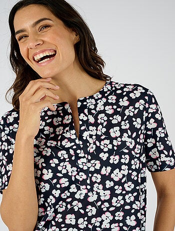 Tunique maille crêpe stretch fleurie - Damart