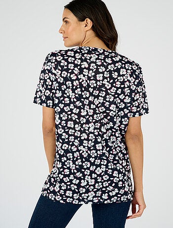 Tunique maille crêpe stretch fleurie - Damart