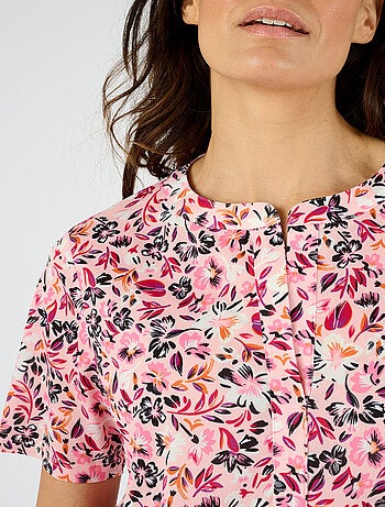 Tunique maille crêpe stretch fleurie - Damart