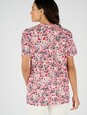 Tunique maille crêpe stretch fleurie - Damart
