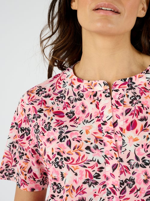 Tunique maille crêpe stretch fleurie - Damart - Kiabi