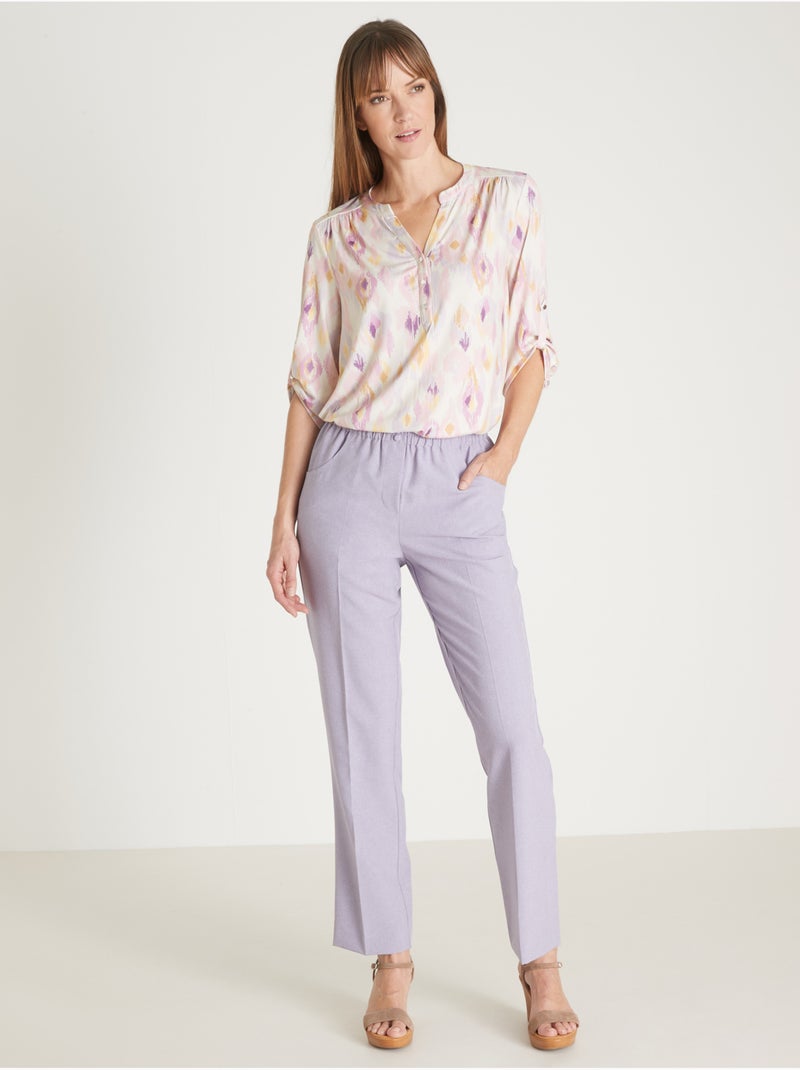 Tunique maille extensible - DAXON Blanc/Multirose - Kiabi