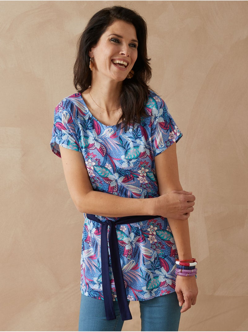 Tunique maille extensible - DAXON Bleu Multicolore - Kiabi