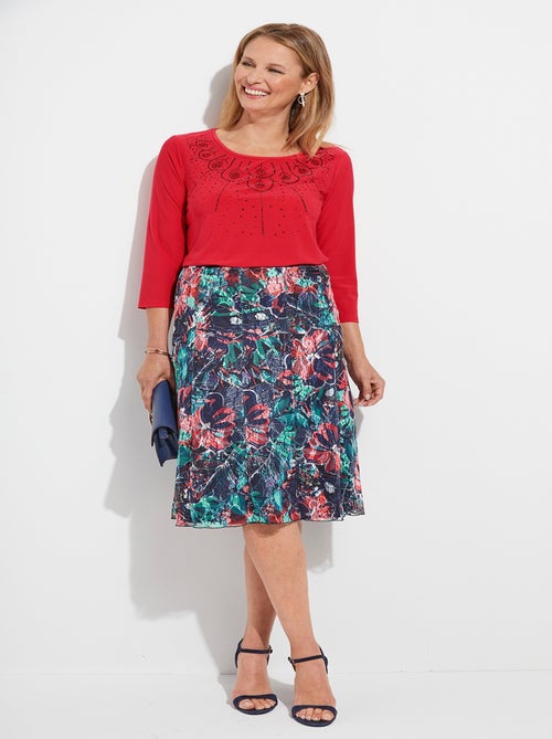 Tunique manches 3/4 encolure strass - Kiabi