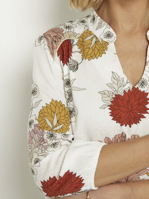 Tunique manches 3/4 motif chrysanthèmes - Kiabi
