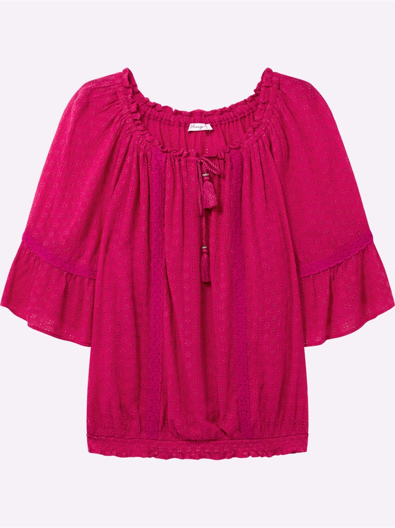 Tunique Manches à Volants - Taille Standard - Sheego Rose fushia - Kiabi