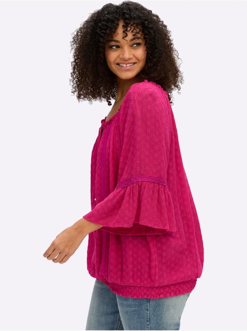 Tunique Manches à Volants - Taille Standard - Sheego Rose fushia - Kiabi