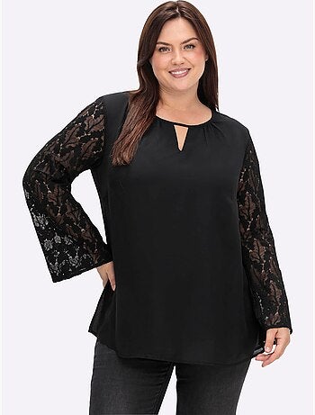 Tunique manches avec dentelle transparente - taille standard - sheego