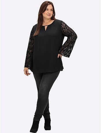 Tunique manches avec dentelle transparente - taille standard - sheego