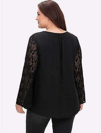 Tunique manches avec dentelle transparente - taille standard - sheego