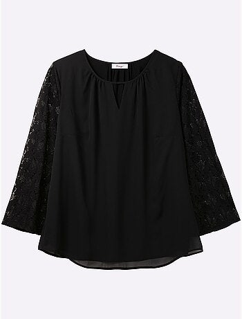 Tunique manches avec dentelle transparente - taille standard - sheego