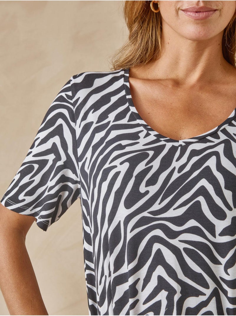 Tunique manches courtes - DAXON Noir Multicolore - Kiabi