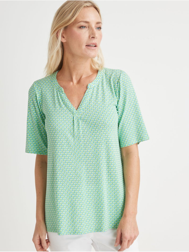 Tunique manches courtes en maille - DAXON Blanc Vert clair - Kiabi