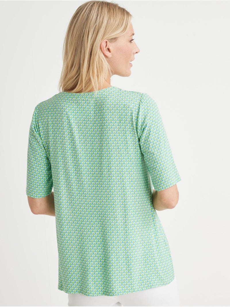 Tunique manches courtes en maille - DAXON Blanc Vert clair - Kiabi